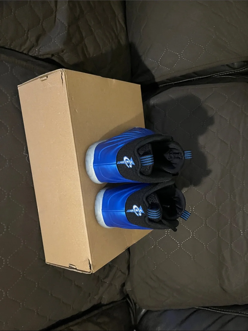 Nike Kids Royal Blue and Black Foamposite-Style Sneakers